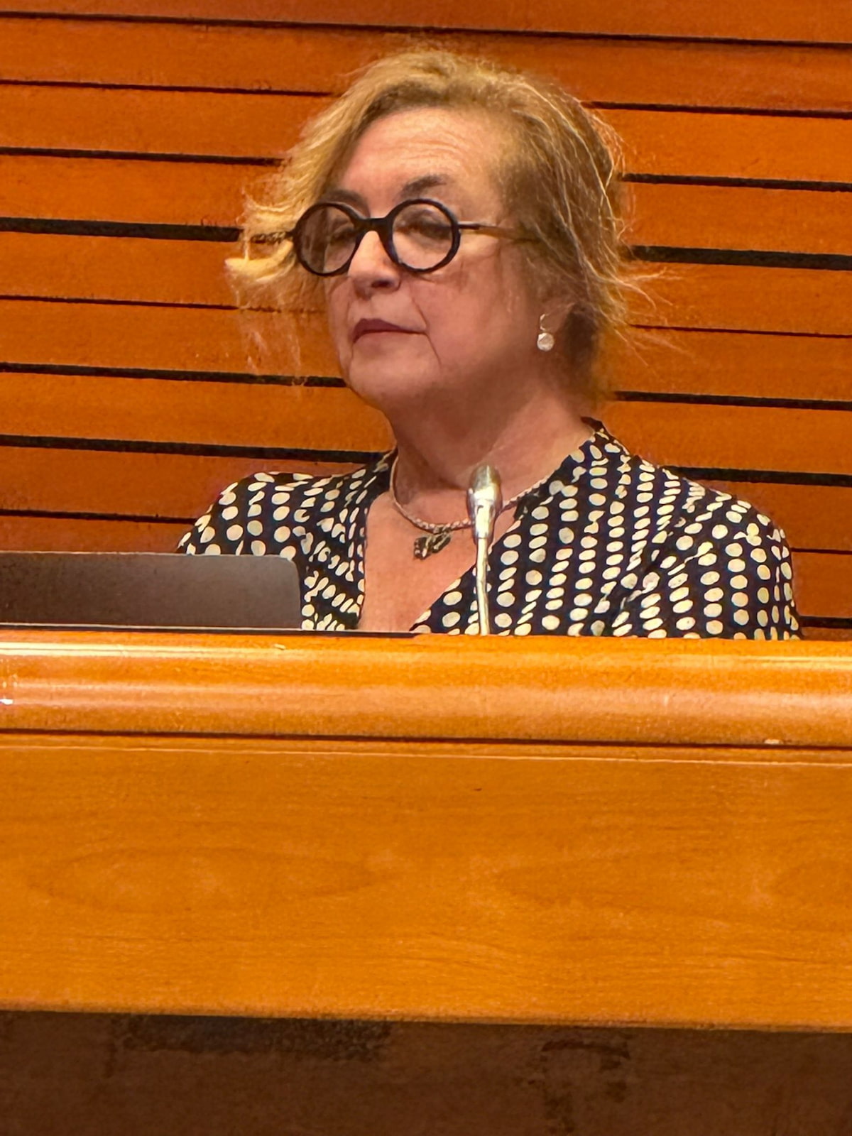 Ángela González Delgado durante una conferencia